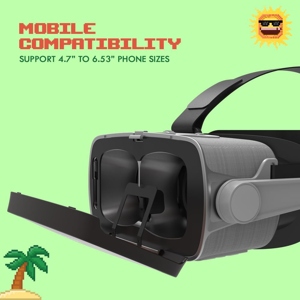 Procus PRO VR Headset - 100-120 Degree FOV with Highest Immersive Experience - 3.5mm Jack Inbuilt Headphones with Procus Stingray VR Controller (Grey)