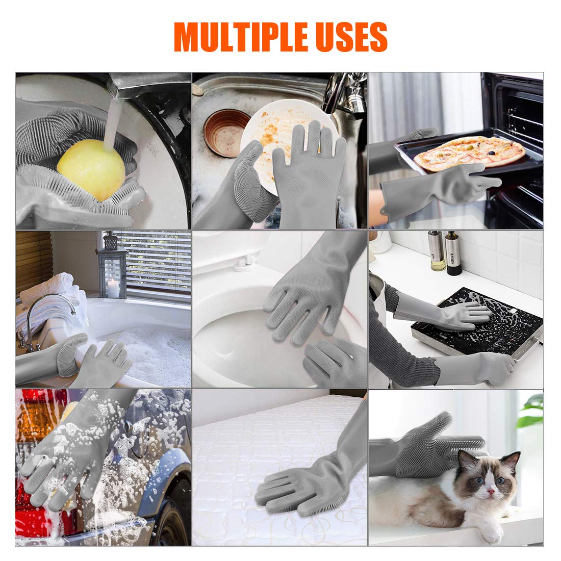 Avahim Multi Purpose Dog & Cat Cleaning Gloves - Pet Grooming Gloves