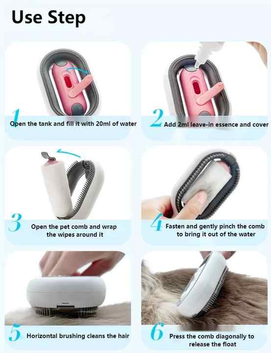 Brush Grooming Comb With Water Tank